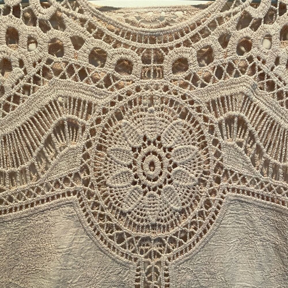 NATURAL UNIQUE CROCHET DESIGN TUNIC size Large - Picture 9 of 12